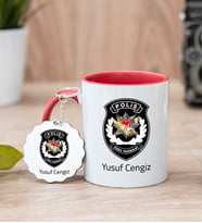 Özel Harekat Polisi Kırmızı Kupa Bardak Ve Anahtarlık Set