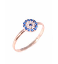 925 Ayar Gümüş Nazar Boncuk Model Yüzük, Pembe (Rose)