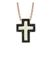 Rose Gümüş Siyah Taşlı Cross Kolye