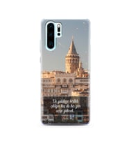 Galata Tasarımlı Süper Şeffaf Silikon Telefon Kılıfı Huawei P30 Pro 