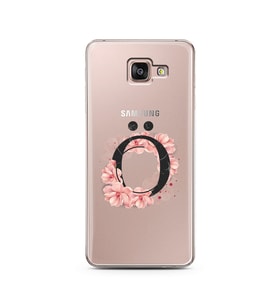 Pembe Çiçekli Harf Tasarım Süper Şeffaf Silikon Telefon Kılıfı Samsung A7 (2016)