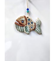 Seramik Mini Balina Figürlü Dekoratif Duvar Süsü 15x10 cm