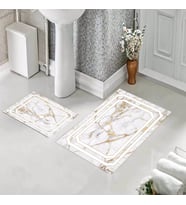 Banyo Halısı Ikili Klozet Takımı Kaymaz Tabanlı (60 xm x 100 cm + 40 cm x 60 cm)  (Beyaz)