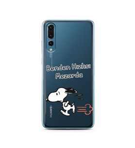 Snoopy Tasarımlı Süper Şeffaf Silikon Telefon Kılıfı Huawei P20 Pro 