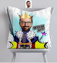 BK Gift Kişiye Özel Kral Karikatürlü  Yastık