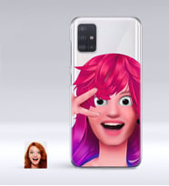 BK Gift Kişiye Özel Kadın Animasyon Karikatürlü Samsung Galaxy A51 İnce Şeffaf Silikon Telefon Kapağı-10 (Beyaz)