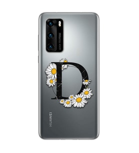 Papatya Harf Tasarım Süper Şeffaf Silikon Telefon Kılıfı Huawei P40 D-Harfi