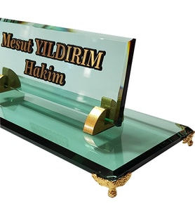 Masalık Buro Ofıs Makam Hediyesi İsimlik M533 Yesil ALTIN Masa İsimliği