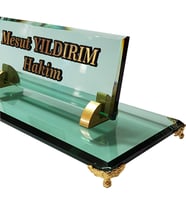 Masalık Buro Ofıs Makam Hediyesi İsimlik M533 Yesil ALTIN Masa İsimliği