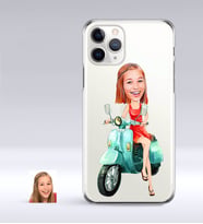 BK Gift Kişiye Özel Bayan Karikatürlü iPhone 11 Pro İnce Şeffaf Silikon Telefon Kapağı-24 (Beyaz)