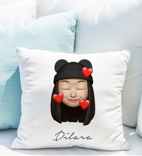 Emoji Kız Stiker Yastığı Kişiye Özel