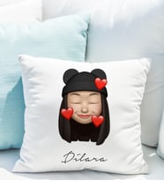 Emoji Kız Stiker Yastığı Kişiye Özel