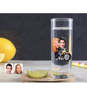 BK Gift Kişiye Özel Renkli Baskılı Sevgililer Karikatürlü Vodka Bardağı-17 (Beyaz)