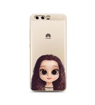 Kıvırcık Saçlı Kız Tasarımlı Süper Şeffaf Silikon Telefon Kılıfı Huawei P10    