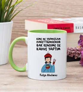 Bak Kendime De Kahve Yaptım Yeşil Kupa Bardak