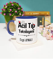 Acil Tıp Teknisyeni Tasarımlı Kişiye Özel Acil Tıp Teknisyeni Kupa Bardak Lacivert