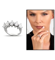 Starlight Diamond Pırlanta Montür Klasik Tasarım 925 Ayar Gümüş Kadın Beştaş Yüzük (Çok Renkli)