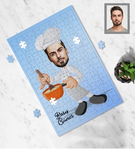 Kişiye Özel Aşçı Tasarımlı Karikatür A4 99 Parça Puzzle Bay-1