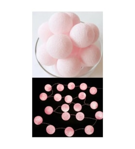 Led Işıklı Koton Top Dizeleri 10 Lu 2 Metre - PEMBE