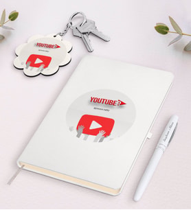 BK Gift Kişiye Özel Youtuber Beyaz Defter Kalem ve Anahtarlık Hediye Seti-3 (Model 1)