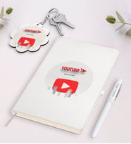 BK Gift Kişiye Özel Youtuber Beyaz Defter Kalem ve Anahtarlık Hediye Seti-3 (Model 1)