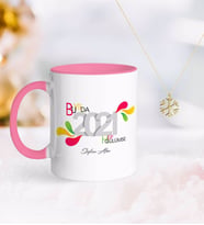 BK Gift Kişiye Özel 2024 Bu Yılda Hep Gülümse Pembe Kupa ve Kar Tanesi Kolye-1 (Model 1)