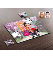 BK Gift Kişiye Özel Sevgililer Karikatürlü Ahşap Puzzle-9
