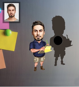 Kişiye Özel İş Adamı Karikatürlü Ahşap Magnet Bay-17