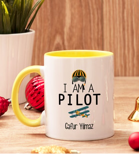 Pilotlara Hediye İçi Ve Kulpu Renkli Kupa Bardak