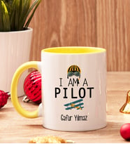 Pilotlara Hediye İçi Ve Kulpu Renkli Kupa Bardak