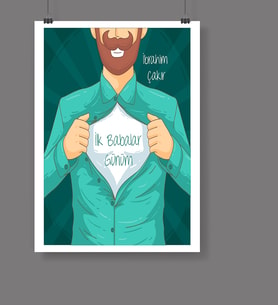 BK Gift Kişiye Özel Babalar Günü Temalı Afiş Poster  50x70 Cm 18641