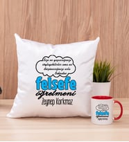 Felsefe Öğretmeni Kare Yastık ve Kırmızı Kupa Bardak