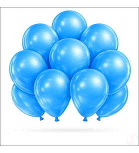 Metalik Parlak Balon, 30 cm x 10 Adet - Mavi