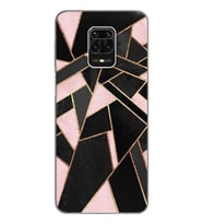 Pembe Geometri Tasarımlı Süper Şeffaf Silikon Telefon Kılıfı Xiomai Redmi Note 9