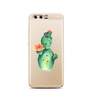 Kaktüs Tasarımlı Süper Şeffaf Silikon Telefon Kılıfı Huawei P10    