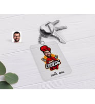 BK Gift Kişiye Özel Erkek Chef Karikatürlü Şeffaf Pleksi Anahtarlık-11 (Beyaz)
