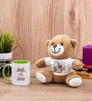 Sevgililer Günü Hediyesi Yeşil Kupa Bardak ve Peluş Ayıcık