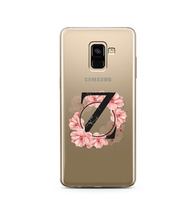 Pembe Çiçekli Harf Tasarım Süper Şeffaf Silikon Telefon Kılıfı Samsung A8 Plus Z