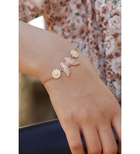 Kelebek Model Rose Kaplama Bayan Gümüş Bileklik