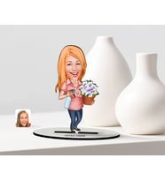 BK Gift Kişiye Özel Ev Hanımı Karikatür Ahşap Biblo  2