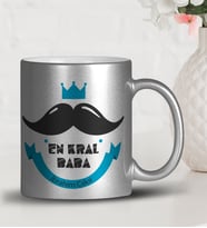 BK Gift Kişiye Özel Babalar Günü Temalı Gümüş Yaldızlı Kupa Bardak 15419
