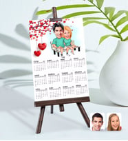 BK Gift Kişiye Özel 15x21 cm Fotoğraf Kartlı Sevgililer Karikatürlü Şövaleli 2024 Takvim -55 (Beyaz)