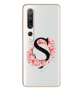 Pembe Çiçekli Harf Tasarım Süper Şeffaf Silikon Telefon Kılıfı Xiomai Mi10- Mi 1