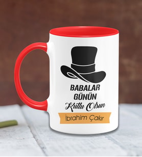 BK Gift Kişiye Özel Babalar Günü Temalı Kırmızı Kupa Bardak 24272k
