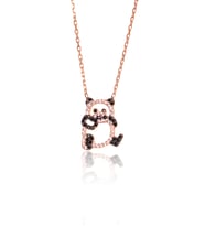 Panda Yavrusu Rose Gümüş Kolye