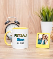 Peyzaj Mimarı Sarı Kupa Bardak ve Sarı Mini Fotoğraf Çerçevesi