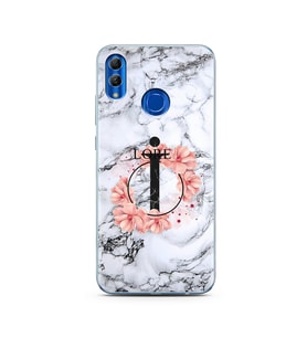 Mermer Çiçekli Harf Tasarım Süper Şeffaf Silikon Telefon Kılıfı Huawei Honor 10 