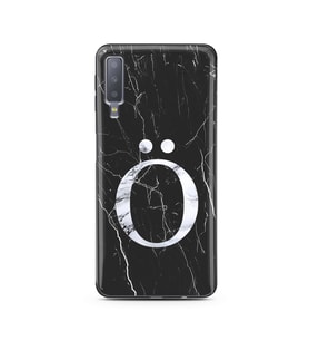 Samsung A7 (2018) Siyah Mermer Harf Tasarımlı Telefon Kılıfı Ö-Harfi 