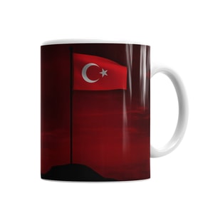 Bayrakları Bayrak Yapan Üstündeki Kandır Kupa Bardak Porselen