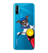 Motorcu Köpek Tasarımlı Süper Şeffaf Silikon Telefon Kılıfı Oppo Realmi C3